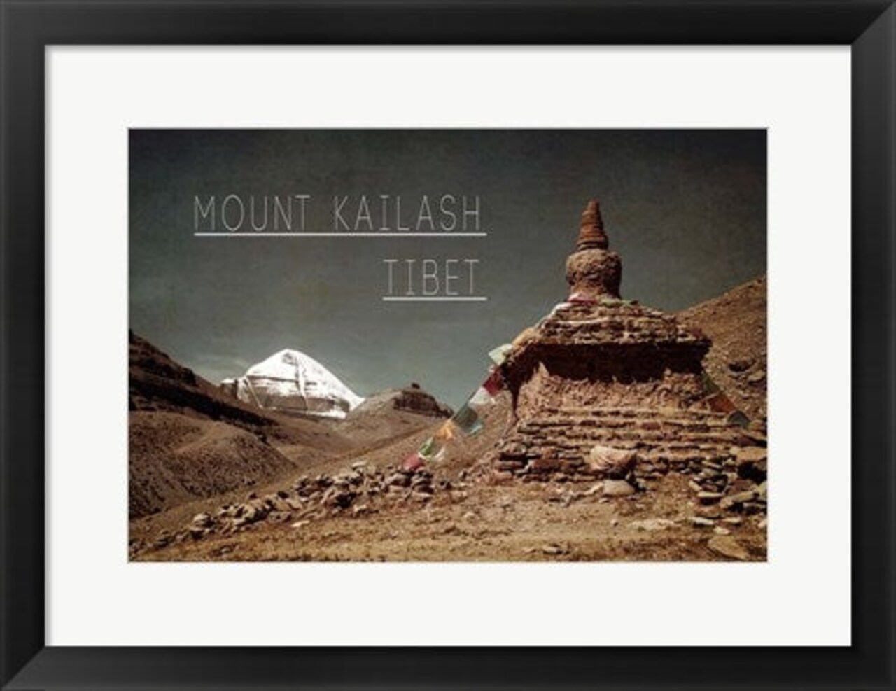 Framed Art Vintage Mount Kailash, Tibet, Asia Wall Decor 18x24 Artwork